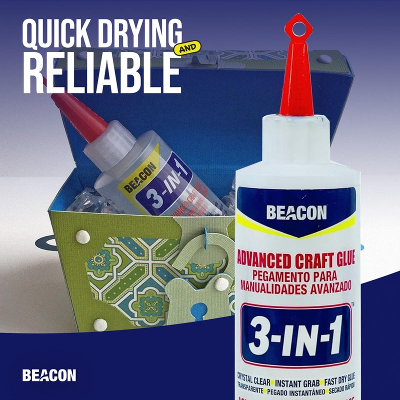BEACON 3-in-1 Advanced Craft Glue - Fast-Drying, Crystal Clear Adhesive for Wood, Ceramics, Fabrics, and More, 8-Ounce - Image 4