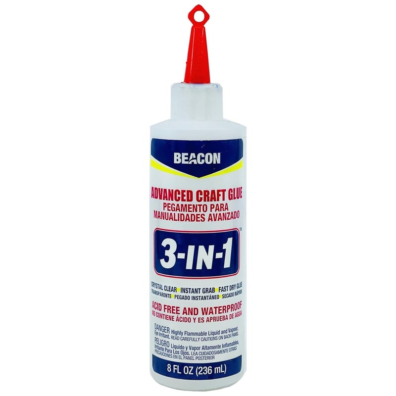 BEACON 3-in-1 Advanced Craft Glue - Fast-Drying, Crystal Clear Adhesive for Wood, Ceramics, Fabrics, and More, 8-Ounce - Image 1