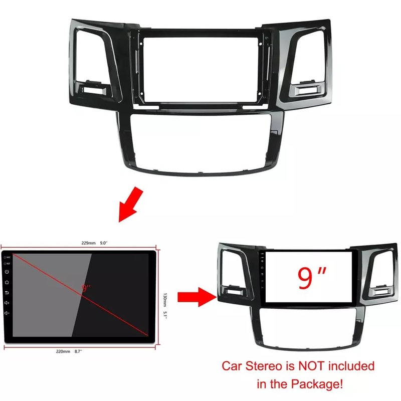 ModishOmbre Modorwy ABS300 Plastic Material 9 inch Toyota Car Stereo Frame with Wiring Suitable for Base Model Toyota Fortuner 2008-2015 - Image 3