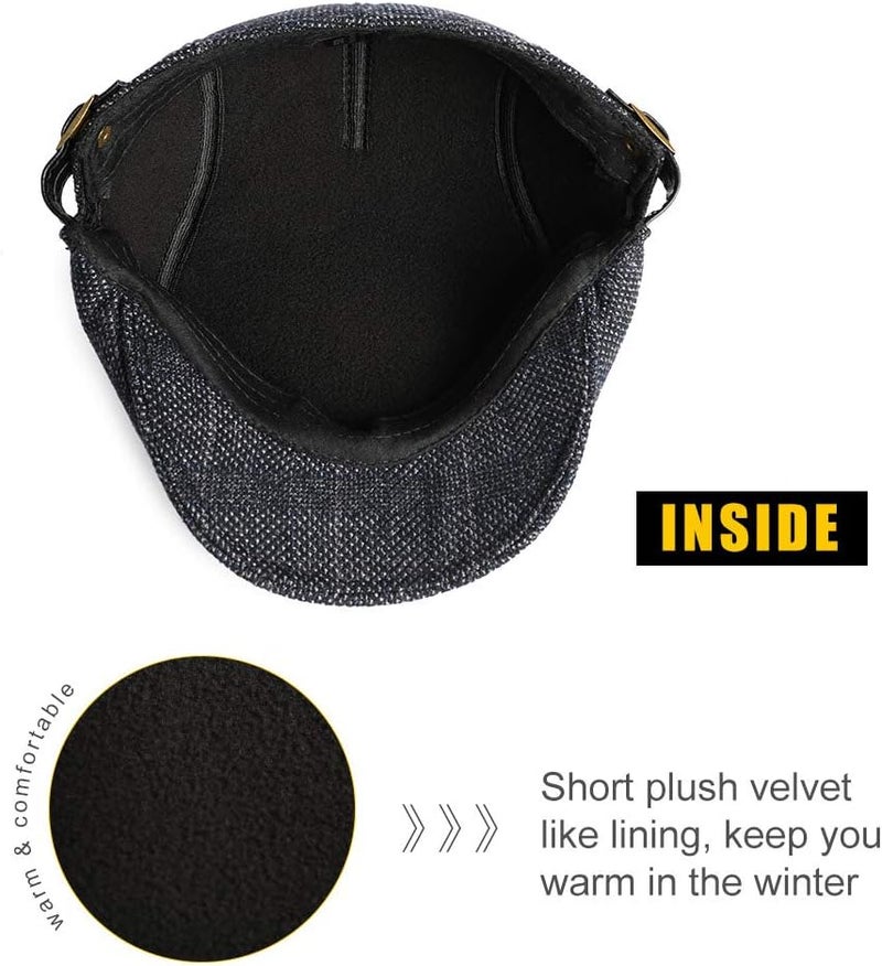 Sumolux Mens Newsboy Cap Winter Beret Hat Cabbie Flat Cap - Image 5