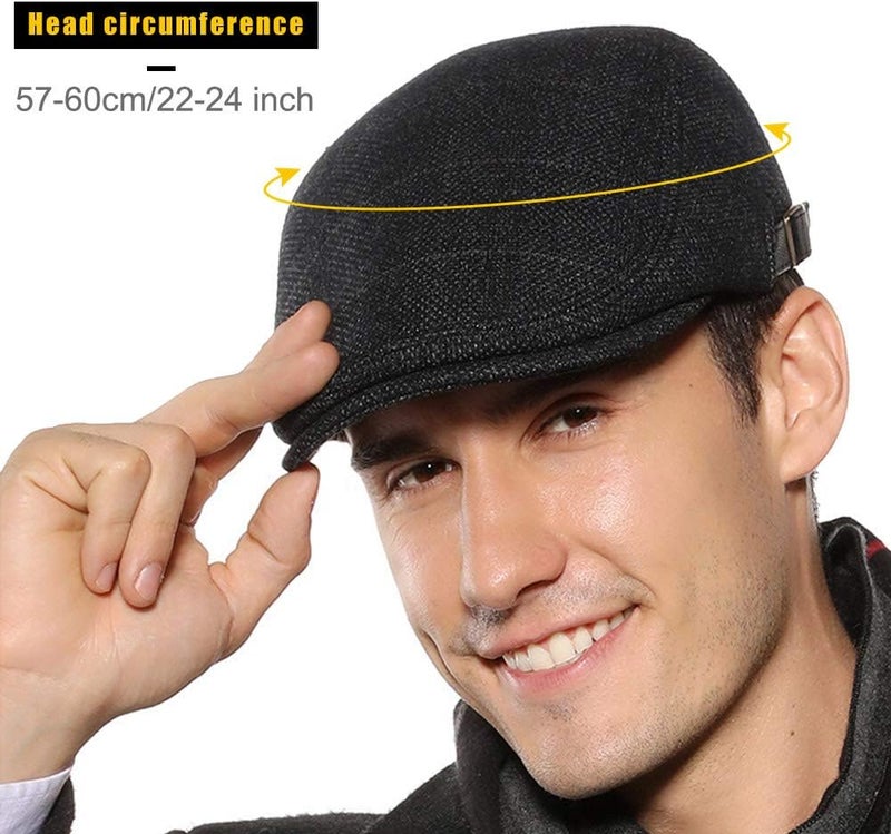 Sumolux Mens Newsboy Cap Winter Beret Hat Cabbie Flat Cap - Image 3