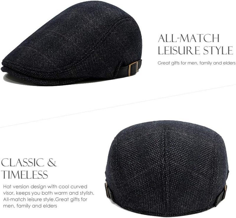 Sumolux Mens Newsboy Cap Winter Beret Hat Cabbie Flat Cap - Image 4