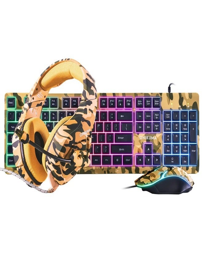 onikuma 3-in-1 Gaming Combo Wired Keyboard And Mouse With Headphone - Image 2