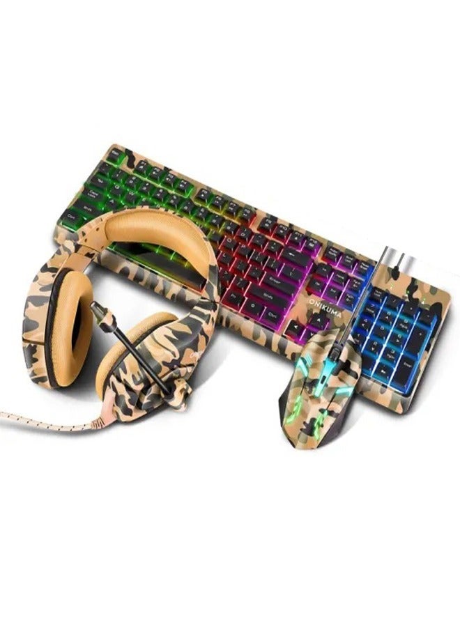 onikuma 3-in-1 Gaming Combo Wired Keyboard And Mouse With Headphone - Image 4