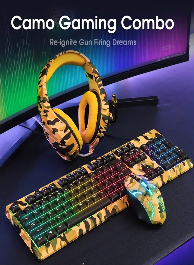 onikuma 3-in-1 Gaming Combo Wired Keyboard And Mouse With Headphone - Image 3