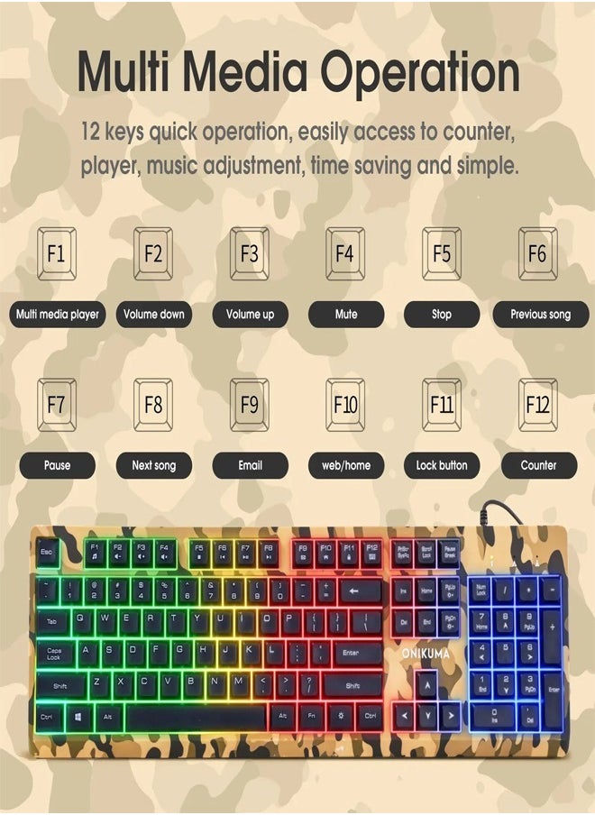 onikuma - 3-in-1 Gaming Combo Wired Keyboard And Mouse With Headphone - Image 1