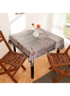 Kuber Industries Kuber Industries Square Table Cover for 4 Seater|PVC Waterproof Floral Pattern Tablecloth Indoor & Outdoor|48x48 Inch (Gray)  - Image 1