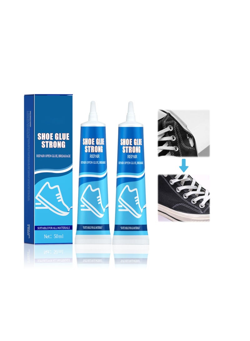 SYOSI Shoe Glue 2 Packs, Waterproof Clear Gel, Quick Dry Sole Repair Adhesive, Professional Strong Waterproof Repair Glue Kit, for Sneakers, Boots, Leather Goods Repair (100ml, White, Bottle)  - Image 1