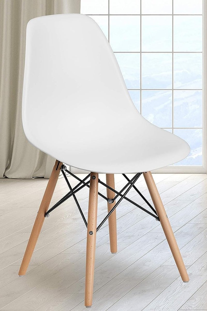 PRIMO PLUS Plastic Office Chair with Wood Legs White - Image 2