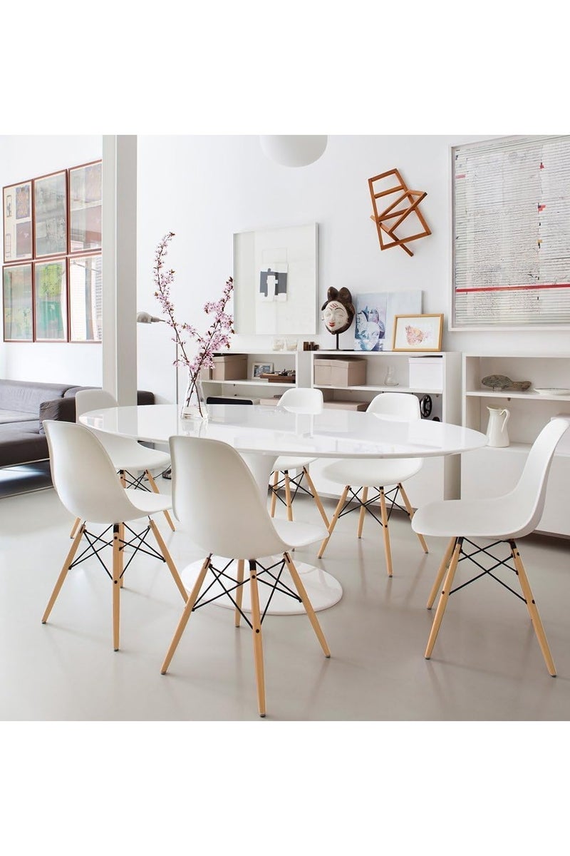 PRIMO PLUS Plastic Office Chair with Wood Legs White - Image 4