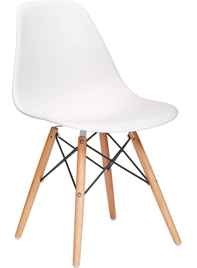 PRIMO PLUS Plastic Office Chair with Wood Legs White - Image 1