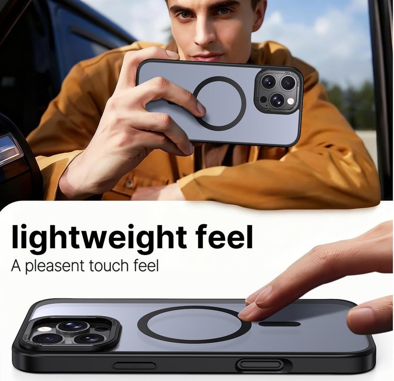 for iPhone 16 Pro Max Case Compatible with MagSafe,Magnetic Phone Case for iPhone 16 Pro Max,Skin-Friendly Hybrid TPU Hard Back  Matte Cover,N52 Built-in Magnets,Metal Camera Frame Shockproof Case Black - Image 5
