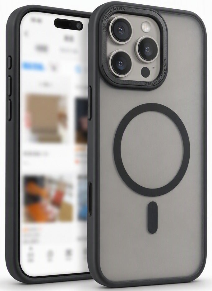 for iPhone 16 Pro Max Case Compatible with MagSafe,Magnetic Phone Case for iPhone 16 Pro Max,Skin-Friendly Hybrid TPU Hard Back  Matte Cover,N52 Built-in Magnets,Metal Camera Frame Shockproof Case Black - Image 1