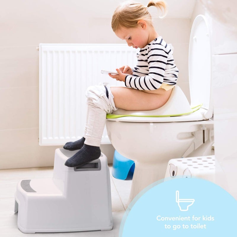 Prakal 2 Step Stool for Kids AntiSlip Sturdy Toddler Two Step Stool with Handles Kids Step Stool for Potty Training Bathroom Toilet and Kitchen Step Stool - Image 4