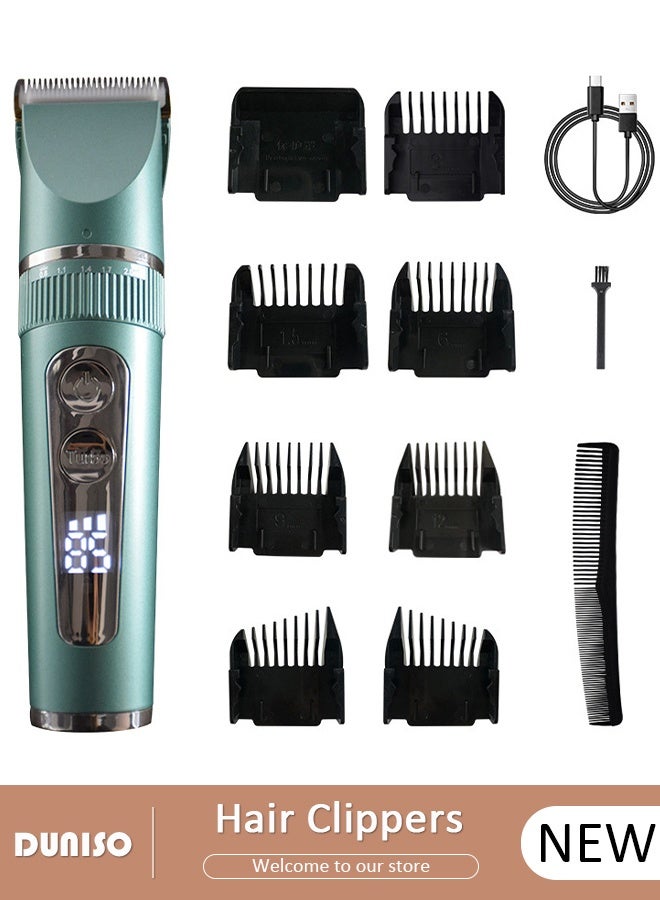 DUNISO مجموعة ماكينة حلاقة شعر قابلة لإعادة الشحن بدون سلك - مجموعة تصفيف احترافية للحلاقين - ماكينة قص شعر ذكية كهربائية مع شاشة رقمية - 7 أنواع من أمشاط التحديد - مجموعة قص الشعر بمحرك توربو - ماكينات قص شعر للرجال احترافية - Image 1