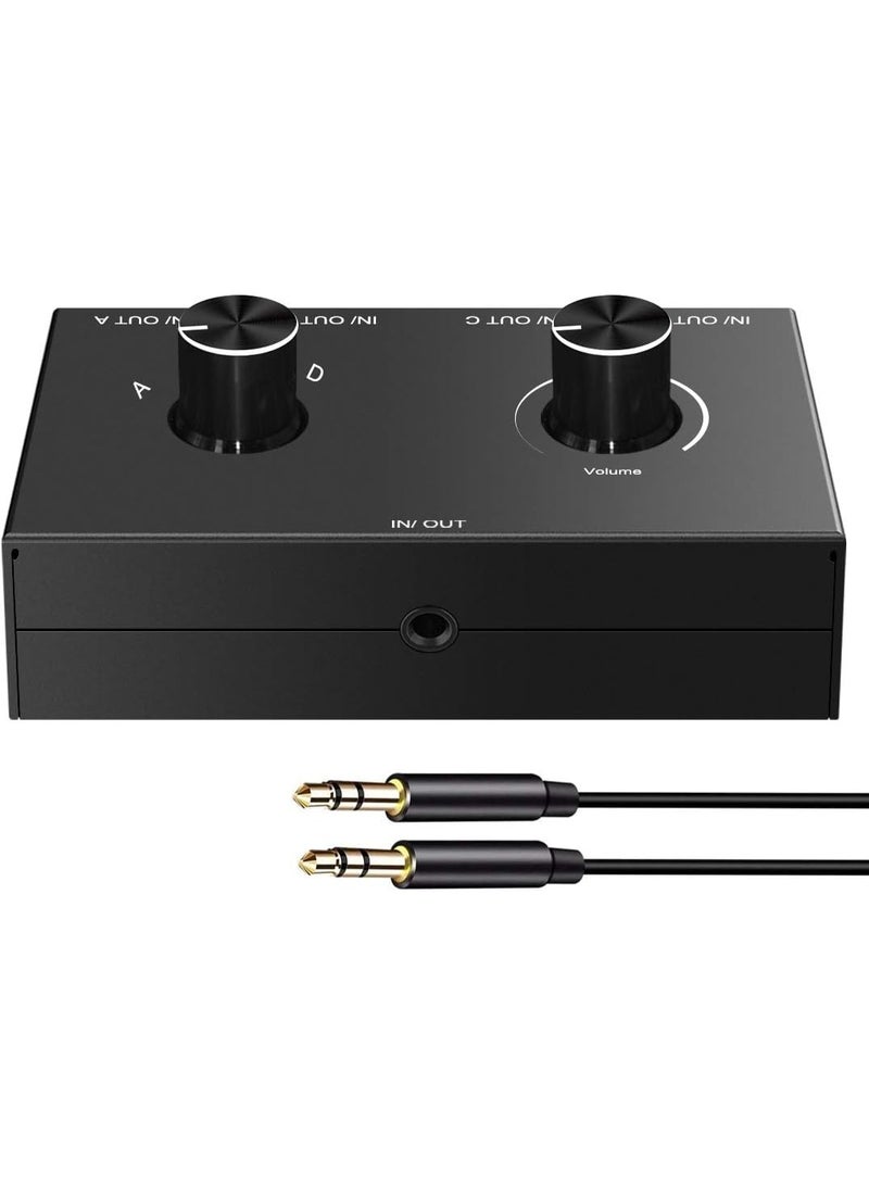 4-Way 3.5mm Stereo Audio Switcher - Passive Speaker Headphone Manual Selector Splitter Box (4 In - 1 Out) - Image 2