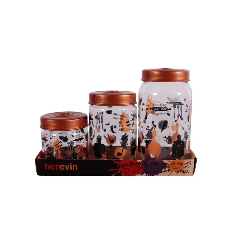 Herevin 139357-810 Patterned Jar Set of 3 (425-660-1000 ml) - Image 1