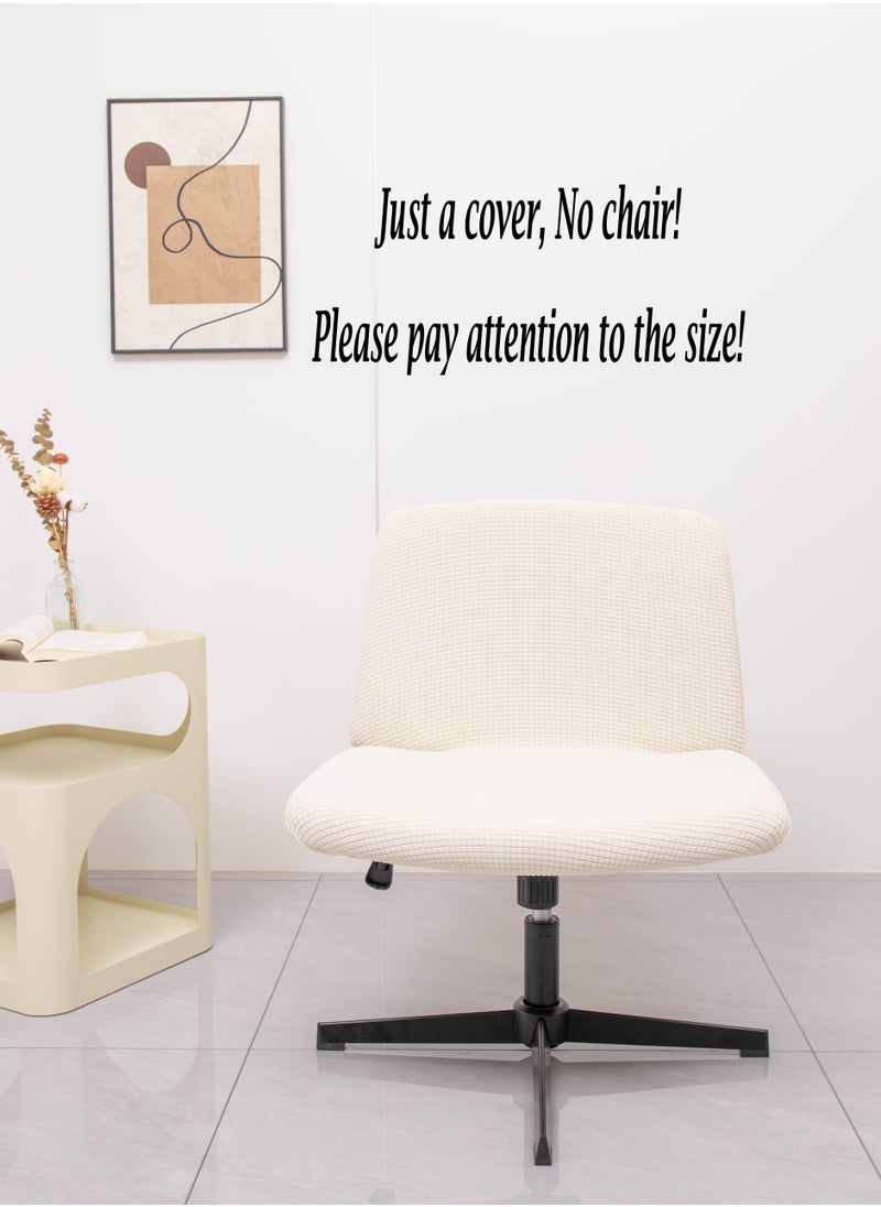 Generic - Waterproof Armless Chair Slipcover Stretch Criss Cross Slip Cover Accent Chair Covers Jacquard Wide Seat Office Desk Chair Cover for Swivel Task Vanity Furniture Mid Back Accent Chair Cover(Just a cover, No chair!) - Image 1