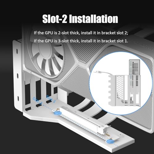 GLOTRENDS PCIe 5.0 2-Slot GPU Vertical Mount Bracket, RTX5090(Ti) RX9070(XT) GPU Ready, Fully Open 7-Slot PCIe/PCI Bracket Panel for Installation - Image 5