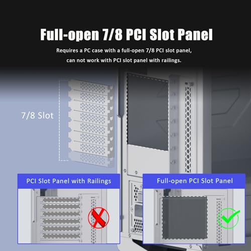 GLOTRENDS PCIe 5.0 2-Slot GPU Vertical Mount Bracket, RTX5090(Ti) RX9070(XT) GPU Ready, Fully Open 7-Slot PCIe/PCI Bracket Panel for Installation - Image 4