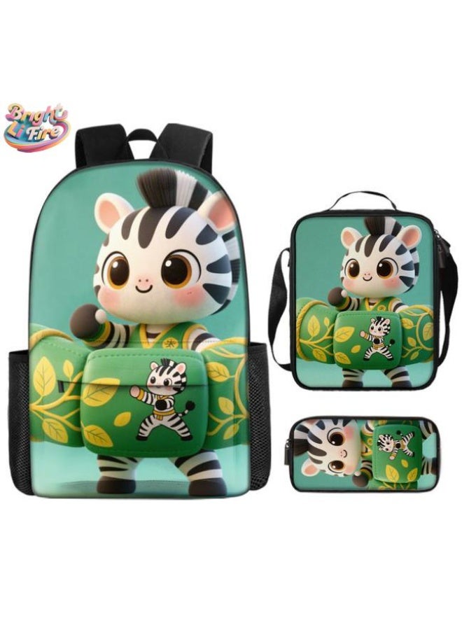 Bright Li Fire Unlock the new fashion of childish fun! Three-piece set of bags, cartoon elements for children and teenagers (students, children, friends' outings, mountain climbing, schooling, etc. can be used) - 82 - Image 1