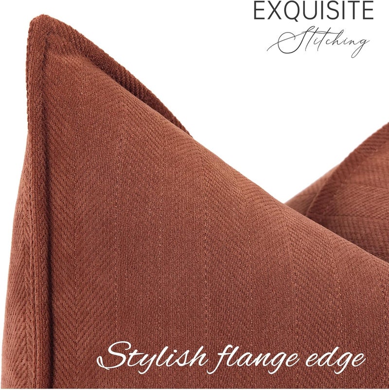ZWJD Rust Throw Pillow Covers 16x16 Set of 2 Chenille Fall Pillow Covers with Elegant Design Soft and Luxurious Decorative Throw Pillows for Couch, Bed, and Home Decor - Image 4