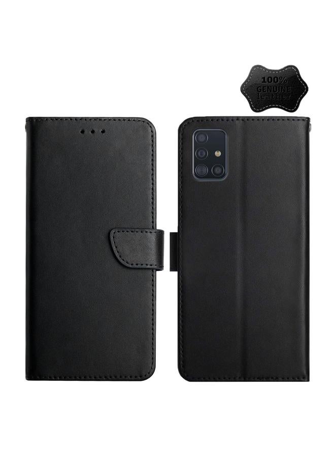 اس-توب جراب لهاتف Samsung Galaxy A71 5G مصنوع من الجلد الأصلي مقاوم لبصمات الأصابع مع قلاب أفقي - Image 1