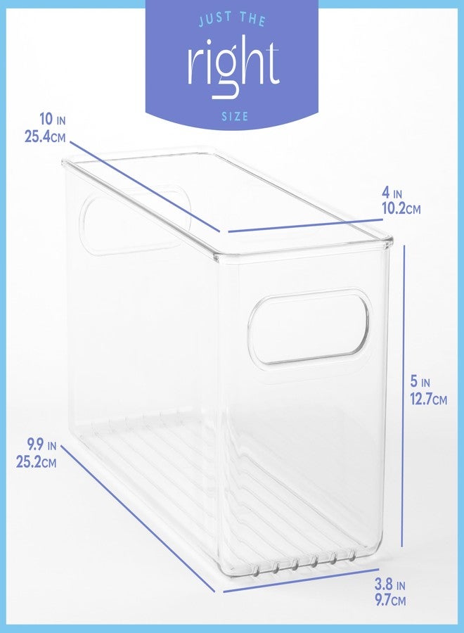 primebox Plastic Food Storage 2 Pack Clear Container Bin with Handles for Organizing Kitchen, Pantry, Refrigerator, Freezer, Pantry, Cabinet, Closet, Bathroom. 10”x4”x5” - Image 3