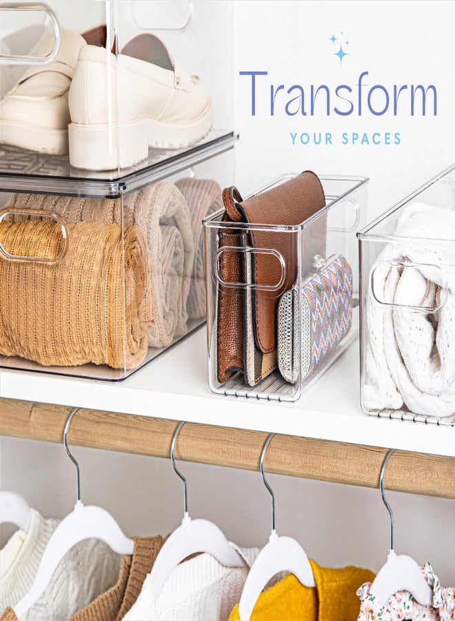 primebox Plastic Food Storage 2 Pack Clear Container Bin with Handles for Organizing Kitchen, Pantry, Refrigerator, Freezer, Pantry, Cabinet, Closet, Bathroom. 10”x4”x5” - Image 5