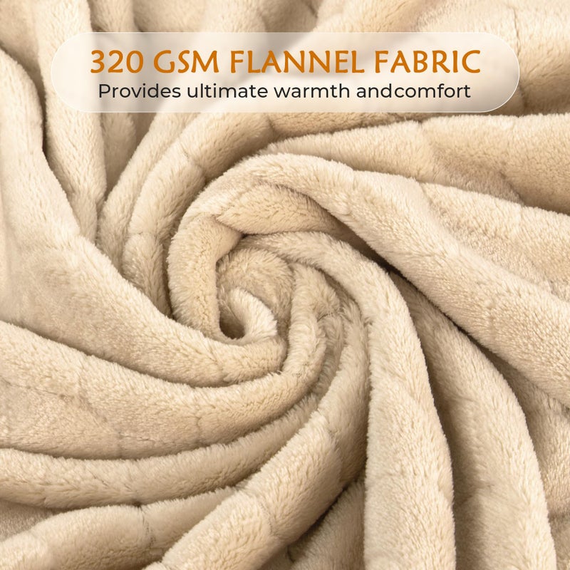 TOONOW Fleece Blanket Super Soft Cozy Throw Blanket 50"" x 60""  Lightweight Fuzzy Comfy Textured Flannel Blanket Warm Plush Throw Blankets for Couch  Sofa  Bed  Apricot - Image 4