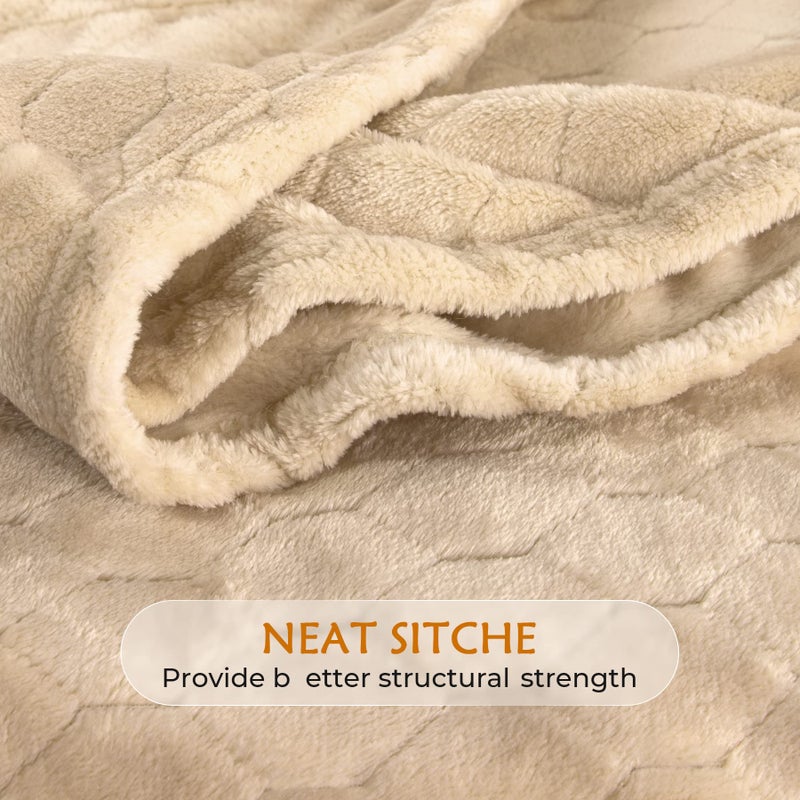 TOONOW Fleece Blanket Super Soft Cozy Throw Blanket 50"" x 60""  Lightweight Fuzzy Comfy Textured Flannel Blanket Warm Plush Throw Blankets for Couch  Sofa  Bed  Apricot - Image 5