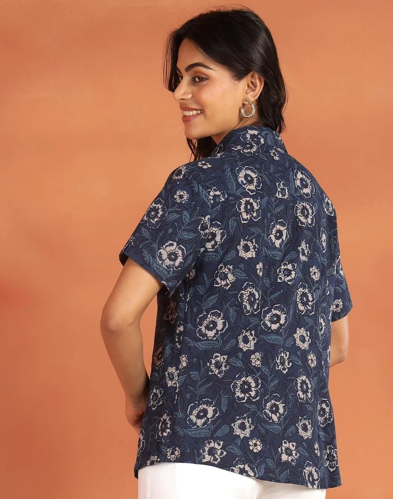 Fabindia  Indigo Cotton Dabu Shirt for Women | Best Price UAE