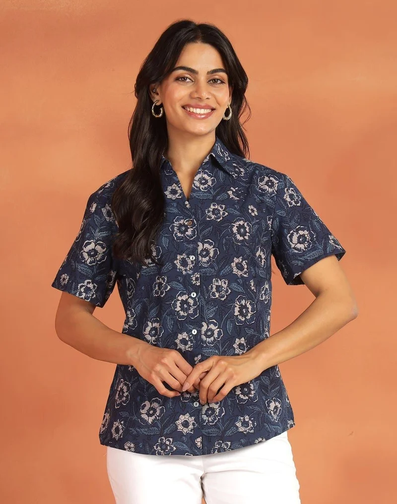 Indigo Cotton Dabu Shirt