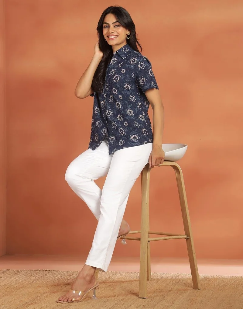 Fabindia  Indigo Cotton Dabu Shirt for Women | Best Price UAE