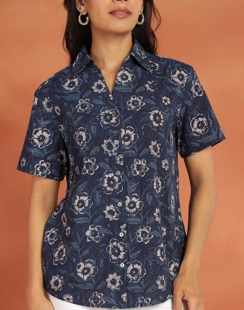 Fabindia  Indigo Cotton Dabu Shirt for Women | Best Price UAE