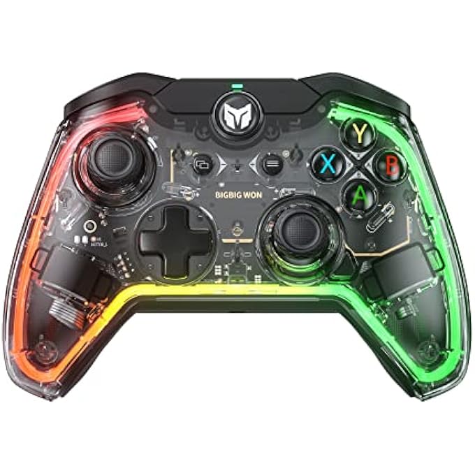 BIGBIG WON WIRED CONTROLLER, BIGBIG WON RAINBOW LITE PC CONTROLLERS FOR GAMING RGB LIGHT, CUSTOM BUTTONS, MACRO, TURBO, DUAL SHOCK CONTROLLER SWITCH/WINDOWS10&11 - Image 1