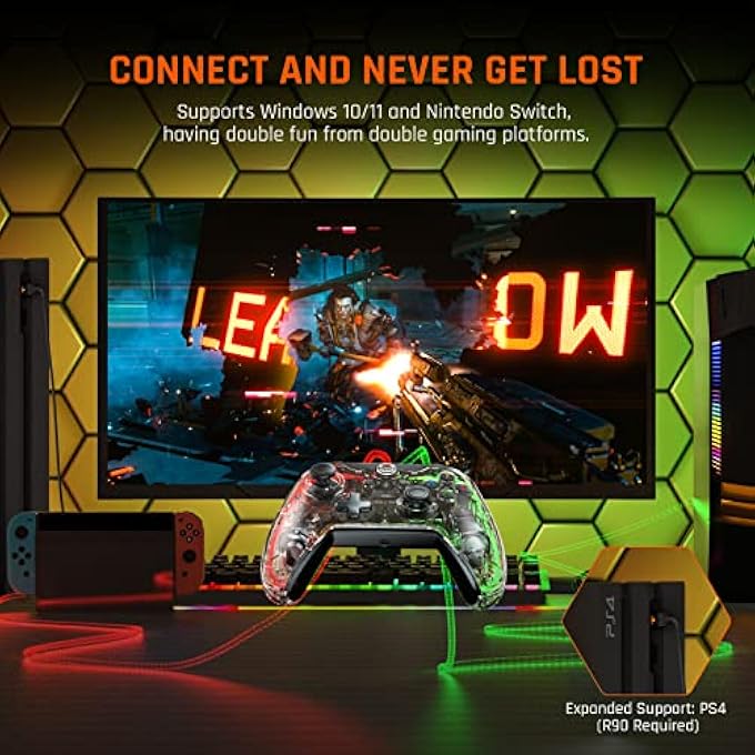 BIGBIG WON WIRED CONTROLLER, BIGBIG WON RAINBOW LITE PC CONTROLLERS FOR GAMING RGB LIGHT, CUSTOM BUTTONS, MACRO, TURBO, DUAL SHOCK CONTROLLER SWITCH/WINDOWS10&11 - Image 2