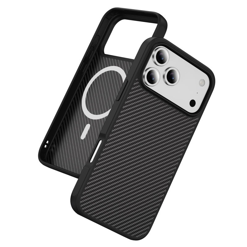 erorex For iPhone 17 Pro Max Carbon Fiber Texture -feel MagSafe Phone Case(Black) - Image 2