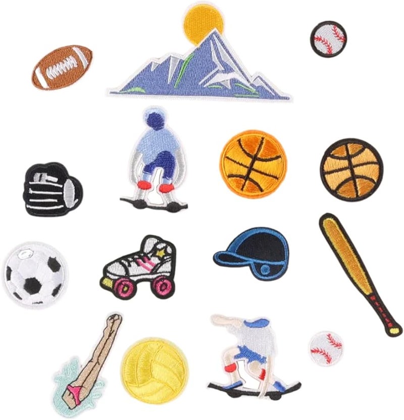 16 قطعة من الرقع المطرزة بالحديد لإصلاح ملابس الرياضة باللون الأسود - Image 1