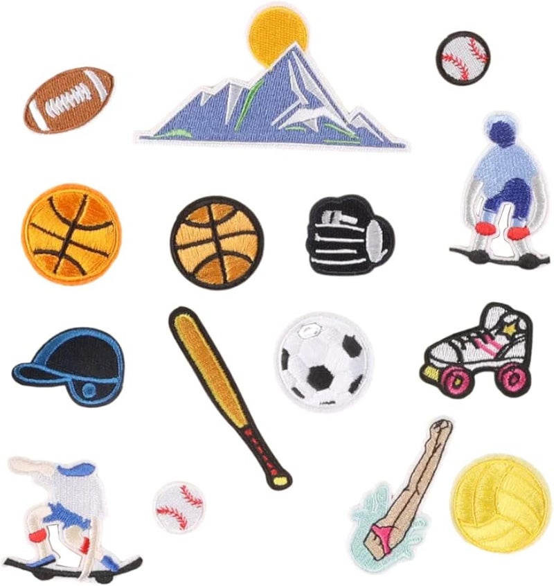 16 قطعة من الرقع المطرزة بالحديد لإصلاح ملابس الرياضة باللون الأسود - Image 5