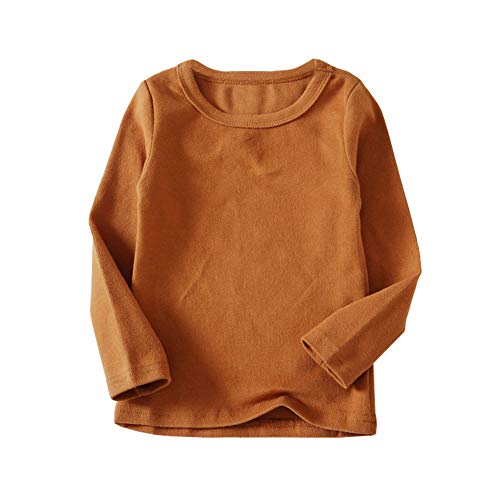 JWWN Toddler Boys Girls Thermal Underwear Long Sleeve T-shirt Leggings 2Pcs Kids Winter Base Layer Set, (Brown,6Years) - Image 3