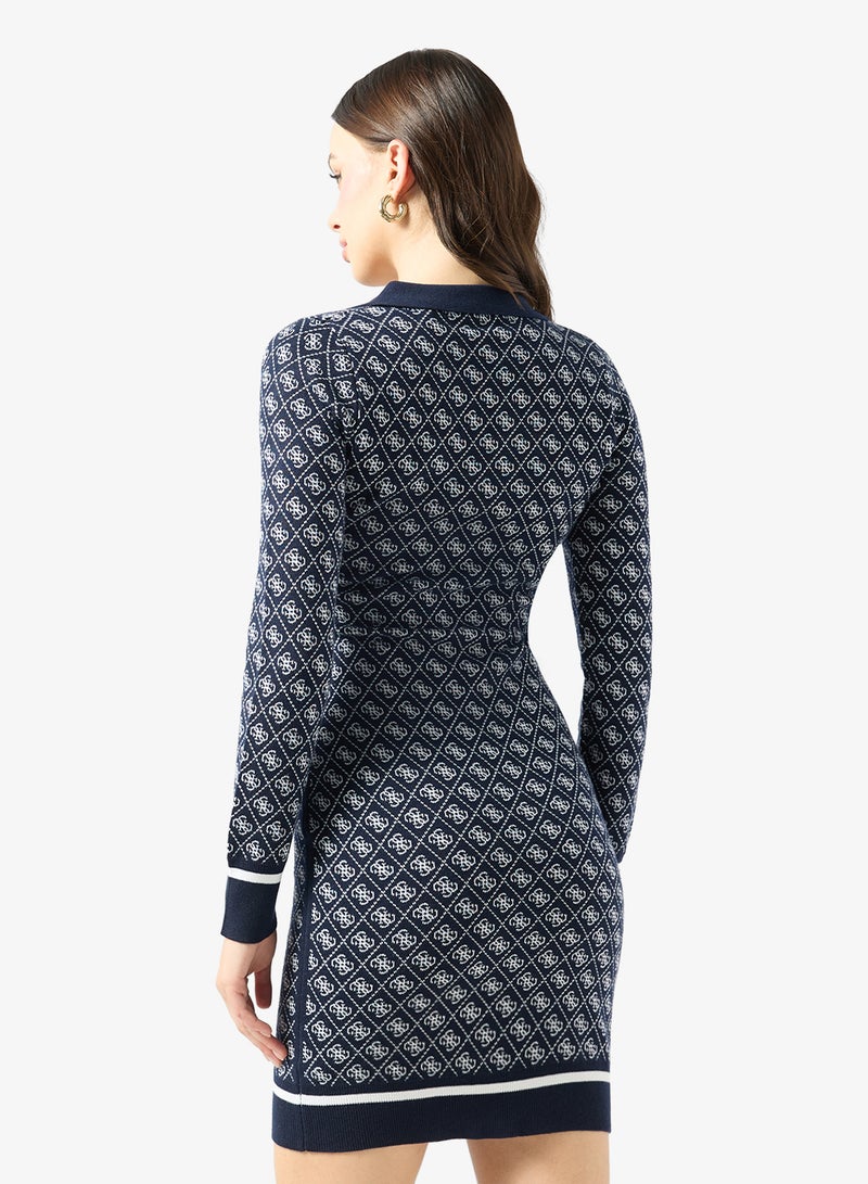 GUESS Long Sleeve Polo Sweater Midi Dress - Image 2