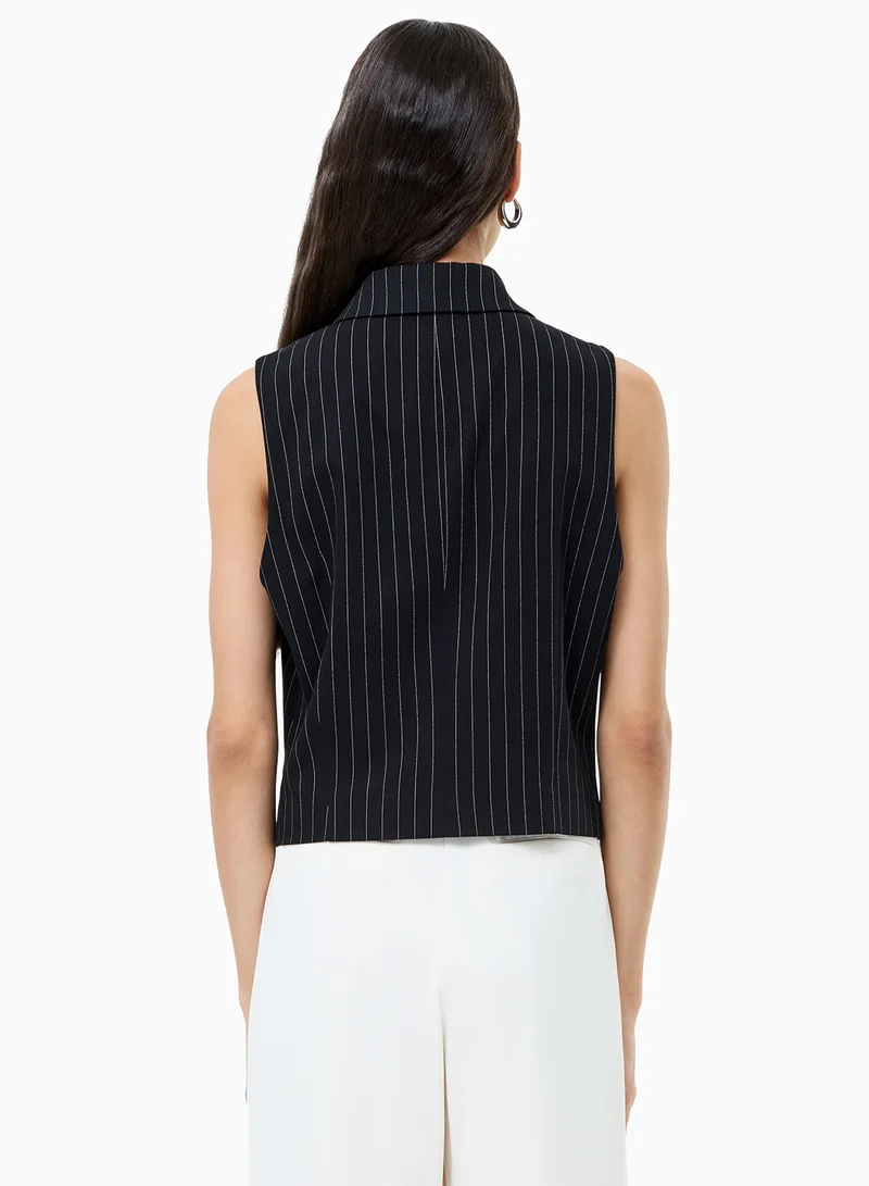 French Connection Morgan Tailored Pinstripe Zip Up Waistcoat