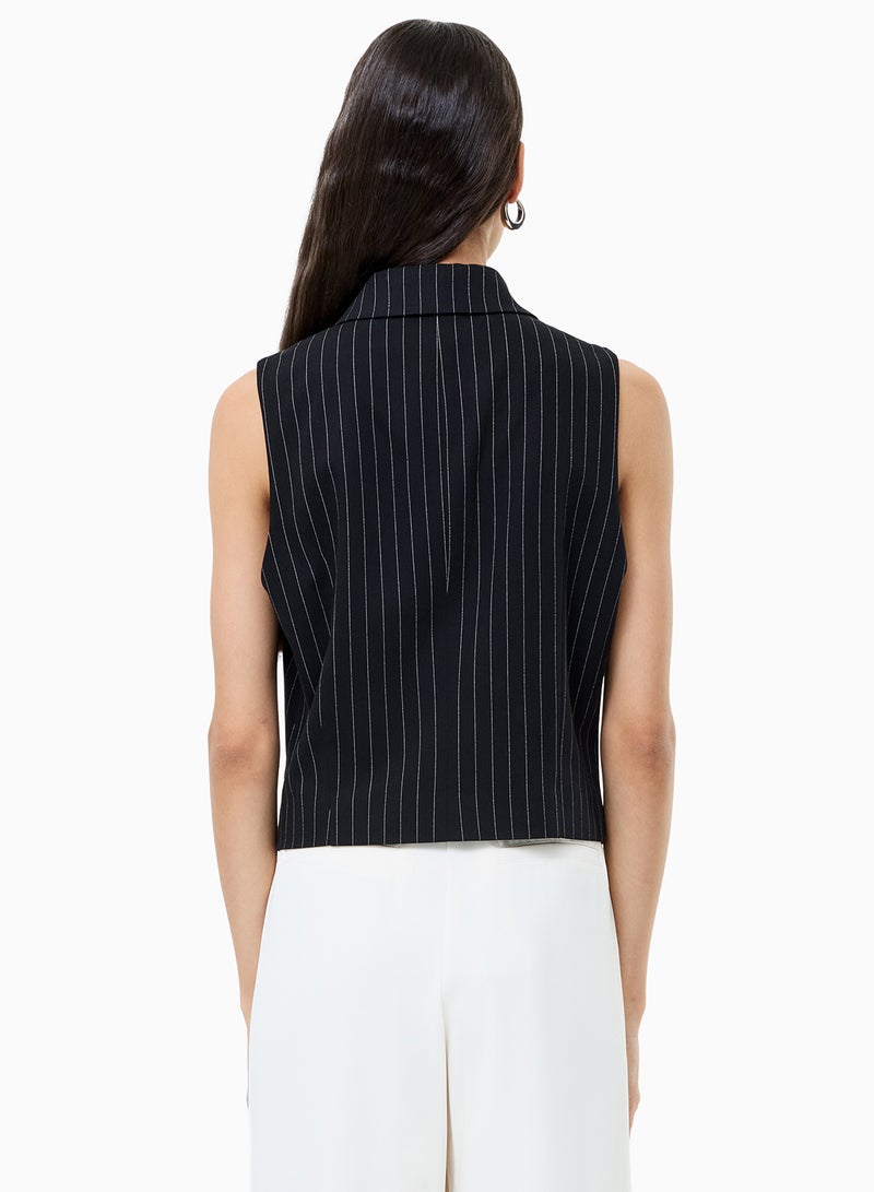 French Connection Morgan Tailored Pinstripe Zip Up Waistcoat - Image 3