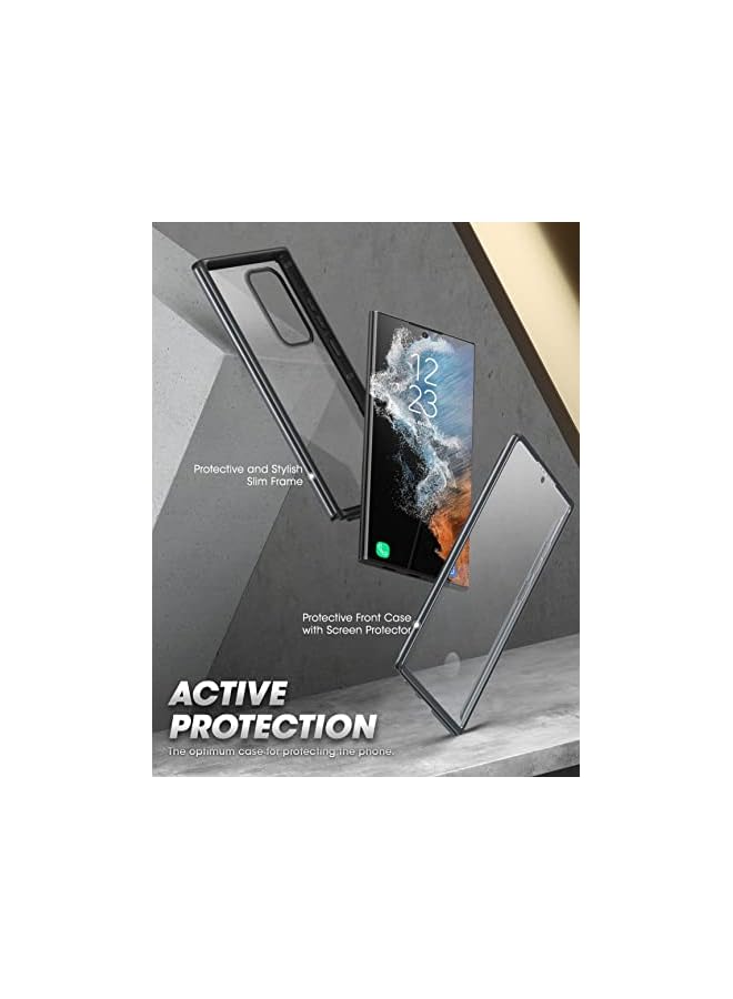 سوبكيس حافظة UB Edge Pro Series لهاتف Samsung Galaxy S22 Ultra 5G (إصدار 2022)، حافظة حماية شفافة بإطار نحيف مع واقي شاشة مدمج (أسود) - Image 3