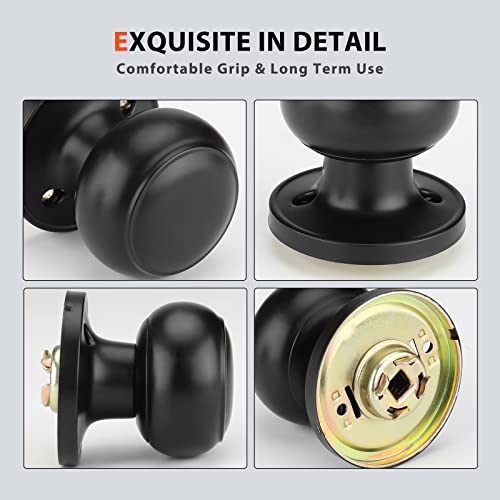 Haidms 5 Pack Matte Black Passage Door Knobs, Black Closet Door Knobs,Passage Doorknobs Interior for Closet or Hall, Hallways - Image 3