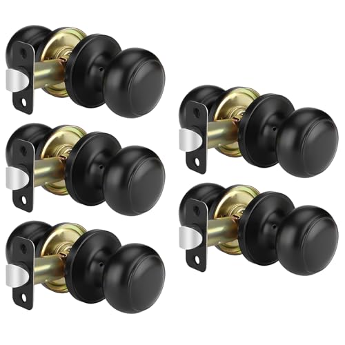 Haidms 5 Pack Matte Black Passage Door Knobs, Black Closet Door Knobs,Passage Doorknobs Interior for Closet or Hall, Hallways - Image 1