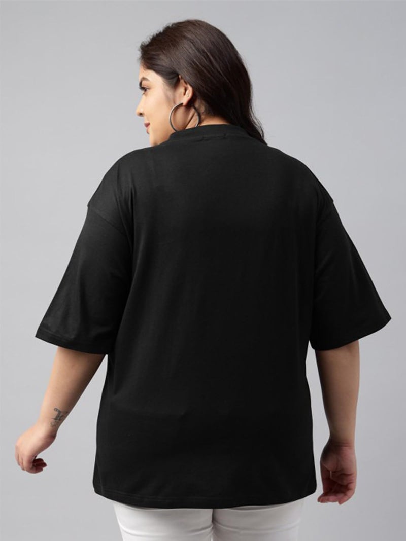 JUNEBERRY® Women’s Plus Size T-Shirt | Big Size 3XL–5XL | Plus Size Casual Cotton T-Shirt for Curvy Women | Soft & BreathablePS_OS_JB_CT_BK – Black_4XL - Image 4