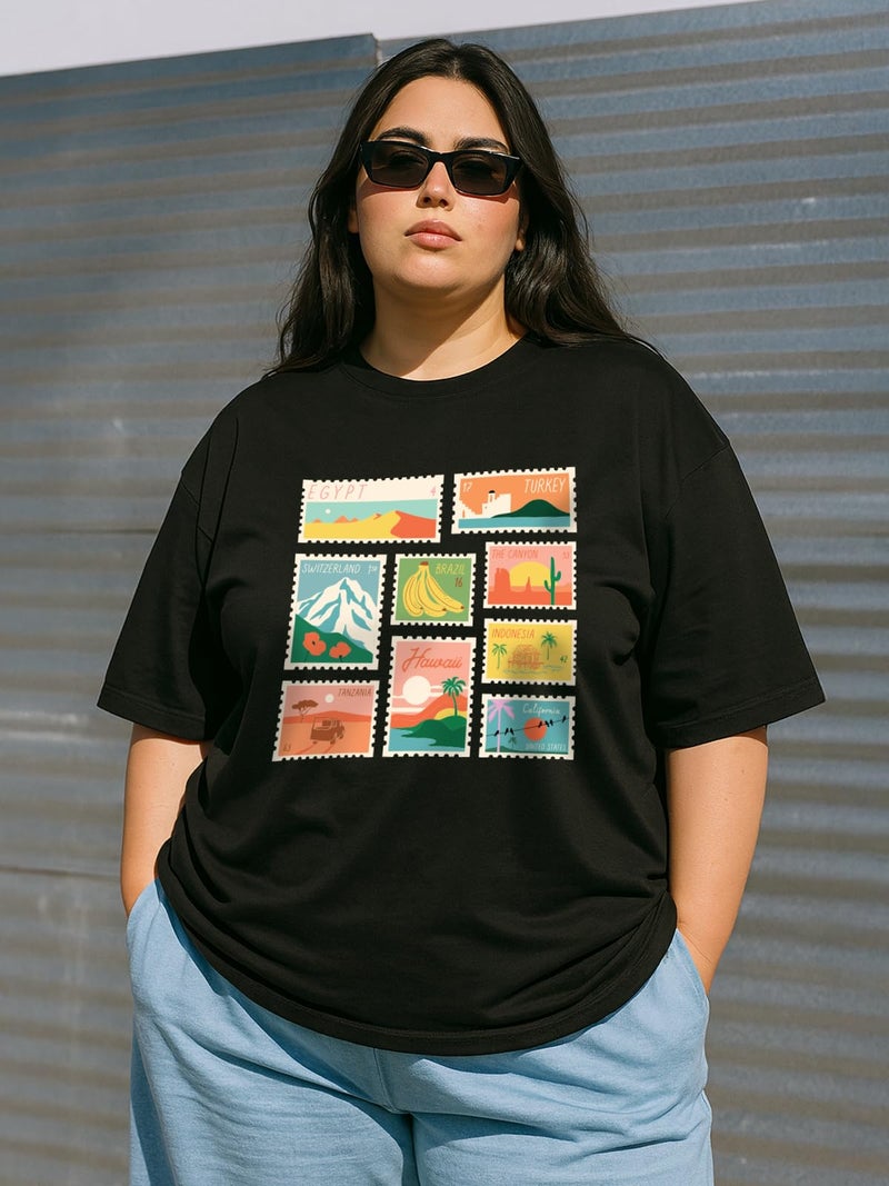 JUNEBERRY® Women’s Plus Size T-Shirt | Big Size 3XL–5XL | Plus Size Casual Cotton T-Shirt for Curvy Women | Soft & BreathablePS_OS_JB_CT_BK – Black_4XL - Image 2