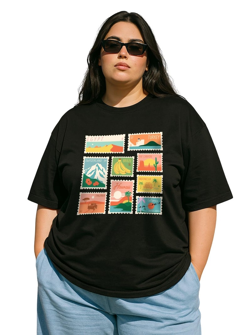 JUNEBERRY® Women’s Plus Size T-Shirt | Big Size 3XL–5XL | Plus Size Casual Cotton T-Shirt for Curvy Women | Soft & BreathablePS_OS_JB_CT_BK – Black_4XL - Image 1